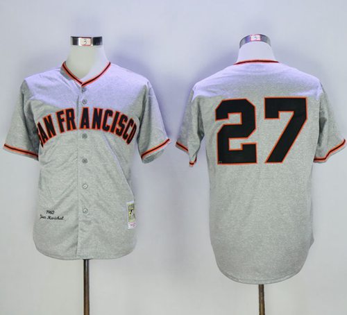 Mitchell And Ness 1962 Giants #27 Juan Marichal Grey Stitched Throwback MLB Jersey
